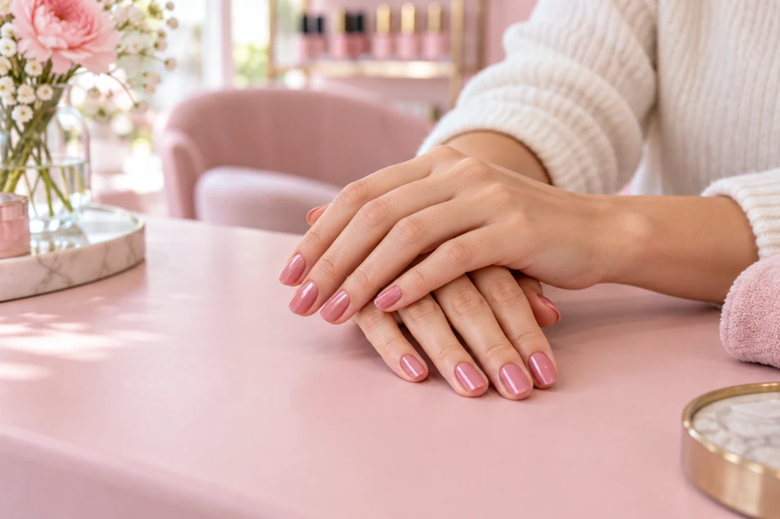 Inspiração ilustrativa de mãos com esmaltação rosa